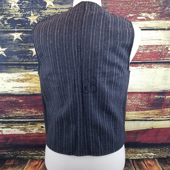 WYOMING TRADERS MENS RANGER CONCEALED CARRY PINSTRIPE WOOL VEST - GRAY - Picture 7 of 9